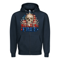 Navy born to be free skeleton Zipper Hoodie - Zillion Design Studio