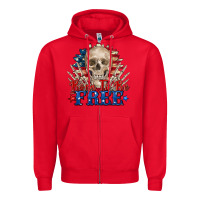Red born to be free skeleton Zipper Hoodie - Zillion Design Studio