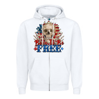 White born to be free skeleton Zipper Hoodie - Zillion Design Studio