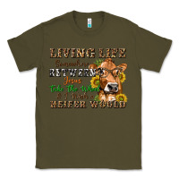 Army Green living life somewhere between jesus take the wheel Classic Tee - texasbilliewilder