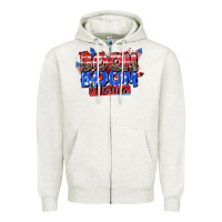 Oatmeal Heather boom boom mama Zipper Hoodie - Zillion Design Studio
