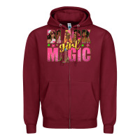 Burgundy black girl magic with afro black women Zipper Hoodie - texasbilliewilder
