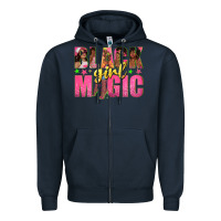 Navy black girl magic with afro black women Zipper Hoodie - texasbilliewilder