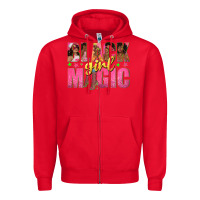 Red black girl magic with afro black women Zipper Hoodie - texasbilliewilder