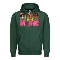 Sports Green black girl magic with afro black women Zipper Hoodie - texasbilliewilder
