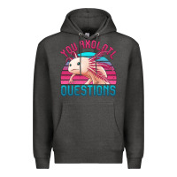 Charcoal Heather you axolotl questions 80's retro sunset Premium Hoodie - Jasminsmagicworld