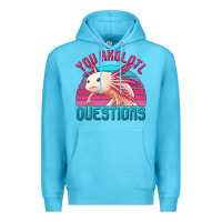Ocean Blue you axolotl questions 80's retro sunset Premium Hoodie - Jasminsmagicworld