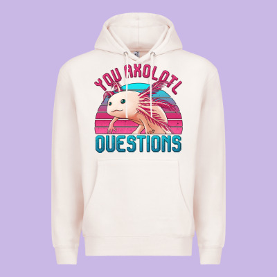 You Axolotl Questions 80's Retro Sunset Premium Hoodie Designed By Jasminsmagicworld