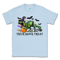 Dusty Blue T-Rex Trick Rawr Treat Classic Tee - RanaPortraitStore