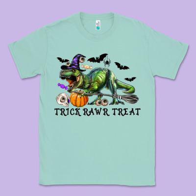 T-rex Trick Rawr Treat Classic Tee Designed By Ranaportraitstore