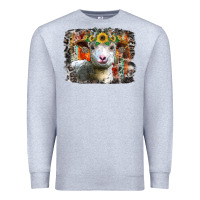 Heather Grey sunflower sheep Premium Sweatshirt - RacoonDesign