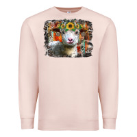 Pale Pink sunflower sheep Premium Sweatshirt - RacoonDesign