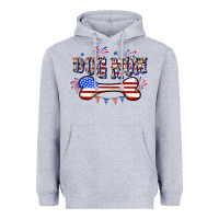 Heather Grey 4th of July Dog Mom Heavyweight Hoodie - CowGirlArtShop