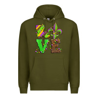 Army Green love mardi gras Premium Hoodie - Jasminsmagicworld