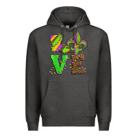 Charcoal Heather love mardi gras Premium Hoodie - Jasminsmagicworld