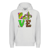 Dove Grey love mardi gras Premium Hoodie - Jasminsmagicworld