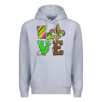 Heather Grey love mardi gras Premium Hoodie - Jasminsmagicworld