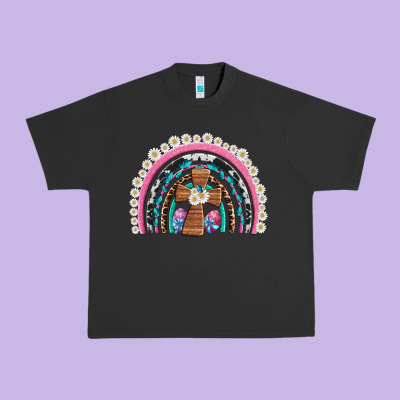 Easter Cross Daisy Egg Rainbow Urban Heavy Tee Designed By Artiststas