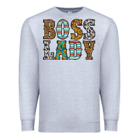 Heather Grey western boss lady Premium Sweatshirt - HRA Design Shop
