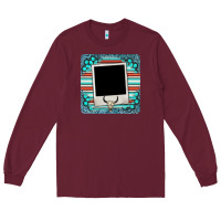 Burgundy gemstone turquoise serape custom photo frame coaster Long Sleeve Tee - BarkalooDesign