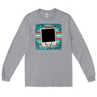 Heather Grey gemstone turquoise serape custom photo frame coaster Long Sleeve Tee - BarkalooDesign