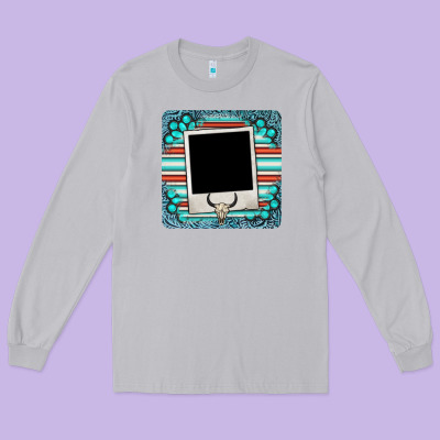 Gemstone Turquoise Serape Custom Photo Frame Coaster Long Sleeve Tee Designed By Barkaloodesign