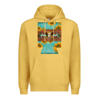 Antique Gold mom hereford cattle sunflowers on tooled leather regular can cooler Premium Hoodie - BarkalooDesign