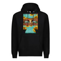 Black mom hereford cattle sunflowers on tooled leather regular can cooler Premium Hoodie - BarkalooDesign