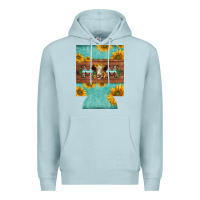 Blue Mist mom hereford cattle sunflowers on tooled leather regular can cooler Premium Hoodie - BarkalooDesign
