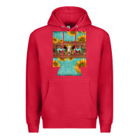 Cardinal mom hereford cattle sunflowers on tooled leather regular can cooler Premium Hoodie - BarkalooDesign