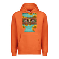 Carrot mom hereford cattle sunflowers on tooled leather regular can cooler Premium Hoodie - BarkalooDesign