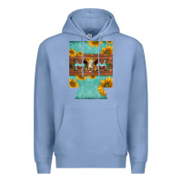 Colony Blue mom hereford cattle sunflowers on tooled leather regular can cooler Premium Hoodie - BarkalooDesign