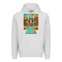 Dove Grey mom hereford cattle sunflowers on tooled leather regular can cooler Premium Hoodie - BarkalooDesign