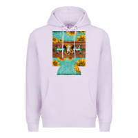 Lilac mom hereford cattle sunflowers on tooled leather regular can cooler Premium Hoodie - BarkalooDesign