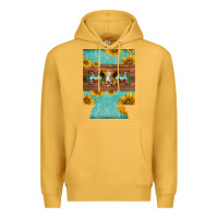 Mustard mom hereford cattle sunflowers on tooled leather regular can cooler Premium Hoodie - BarkalooDesign