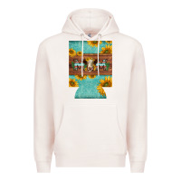 Pale Pink mom hereford cattle sunflowers on tooled leather regular can cooler Premium Hoodie - BarkalooDesign