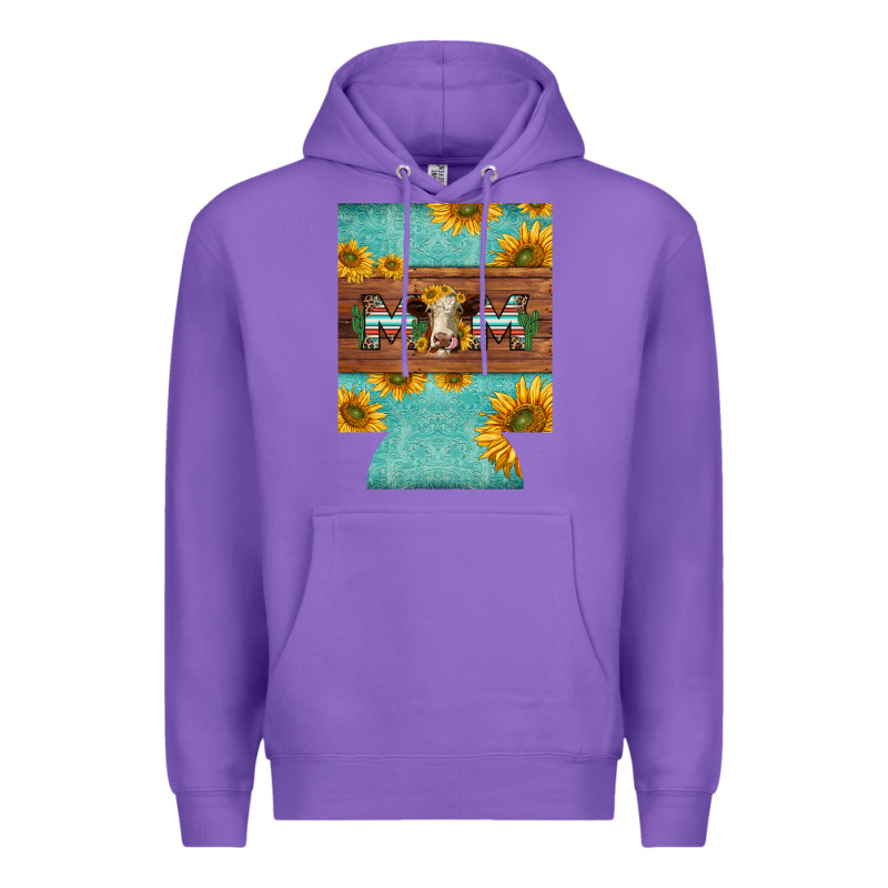 Mom Hereford Cattle Sunflowers On Tooled Leather Regular Can Cooler Premium Hoodie by BarkalooDesign | Teevron