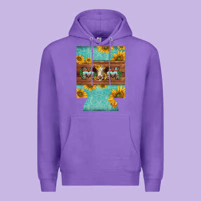 Mom Hereford Cattle Sunflowers On Tooled Leather Regular Can Cooler Premium Hoodie Designed By Barkaloodesign