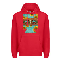 Red mom hereford cattle sunflowers on tooled leather regular can cooler Premium Hoodie - BarkalooDesign