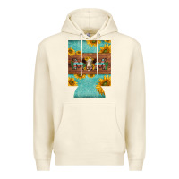 Sandshell mom hereford cattle sunflowers on tooled leather regular can cooler Premium Hoodie - BarkalooDesign