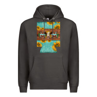 Smoke mom hereford cattle sunflowers on tooled leather regular can cooler Premium Hoodie - BarkalooDesign