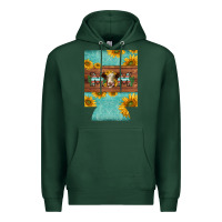 Sports Green mom hereford cattle sunflowers on tooled leather regular can cooler Premium Hoodie - BarkalooDesign