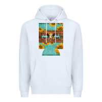 White mom hereford cattle sunflowers on tooled leather regular can cooler Premium Hoodie - BarkalooDesign