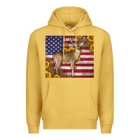Antique Gold Western American Flag And Deer Premium Hoodie - LillyAllenDesigns