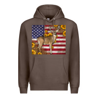 Coffee Western American Flag And Deer Premium Hoodie - LillyAllenDesigns