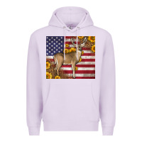 Lilac Western American Flag And Deer Premium Hoodie - LillyAllenDesigns