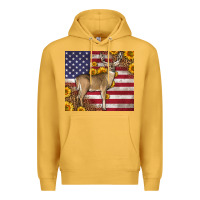 Mustard Western American Flag And Deer Premium Hoodie - LillyAllenDesigns