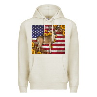 Oatmeal Heather Western American Flag And Deer Premium Hoodie - LillyAllenDesigns