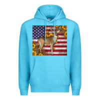 Ocean Blue Western American Flag And Deer Premium Hoodie - LillyAllenDesigns