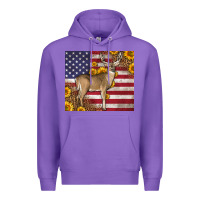 Purple Western American Flag And Deer Premium Hoodie - LillyAllenDesigns